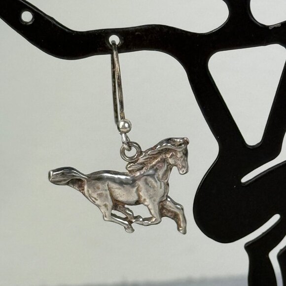 Sterling Silver Running Horse Dangle & Drop Earrings - Picture 5 of 7
